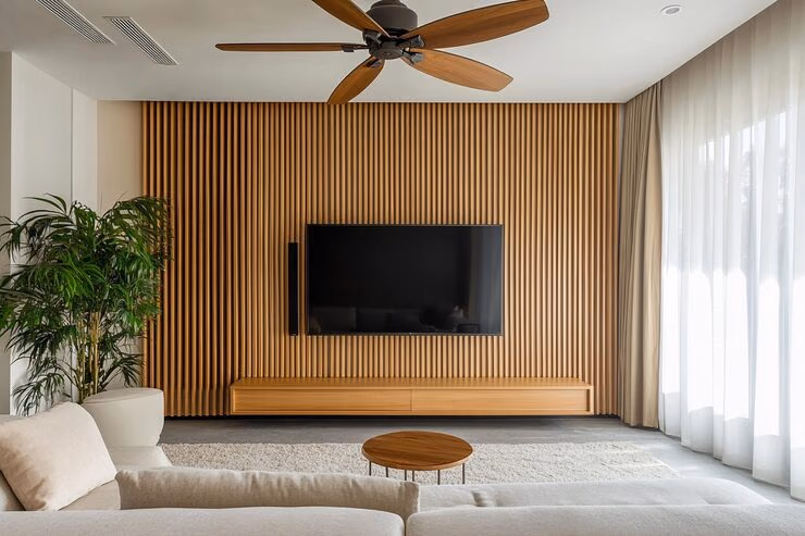 tv-on-a-wpc-wall-louver-panel