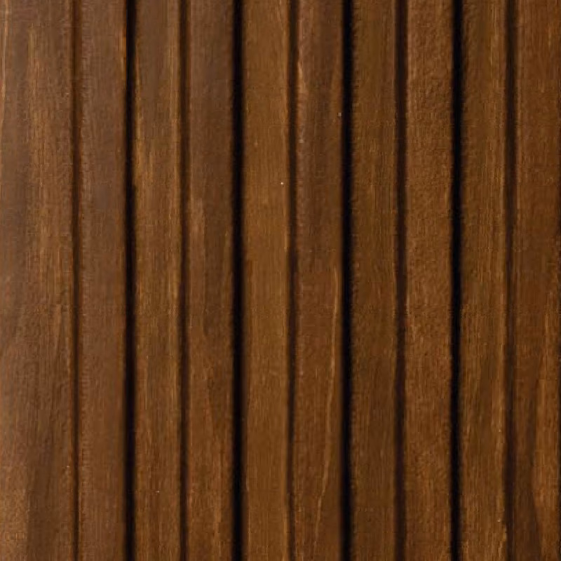 SHALOM 6008 - Tobacco Teak Flute – Tobacco Teak Flute Charcoal wall panel by E3 Clads, 8 ft x 5 in, Matt finish – Louver Studio Bangalore