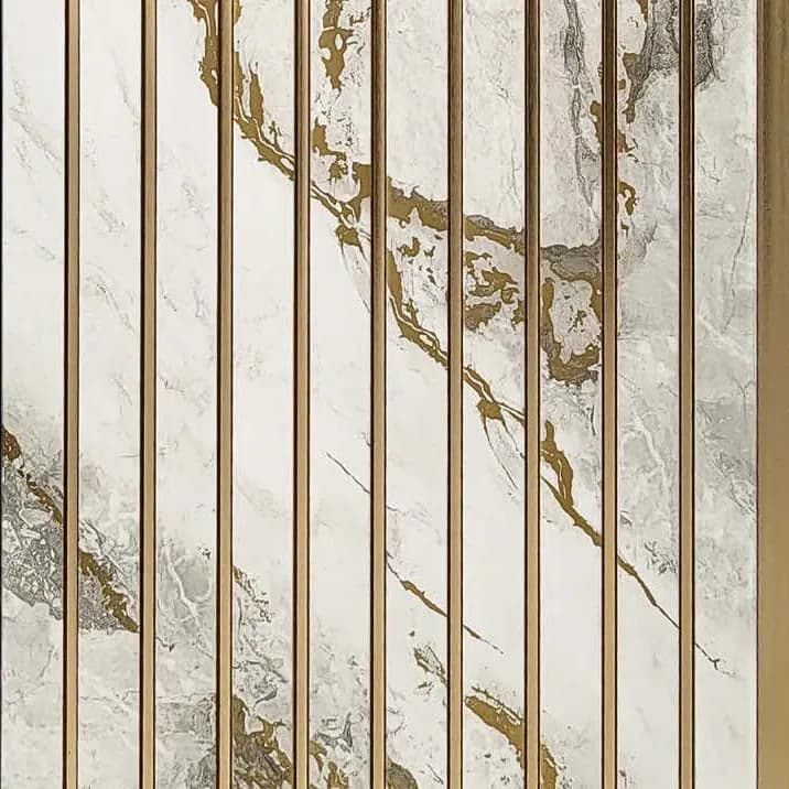 PHOENIX 9017 - Cream Gold Book Match – Cream Gold Book Match Charcoal wall panel by E3 Clads, 9.5 ft x 12 in, Matt finish – Louver Studio Bangalore