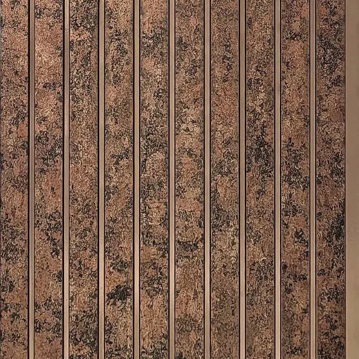 PHOENIX 9020 - Oxidised Copper – Oxidised Copper Charcoal wall panel by E3 Clads, 9.5 ft x 12 in, Matt finish – Louver Studio Bangalore