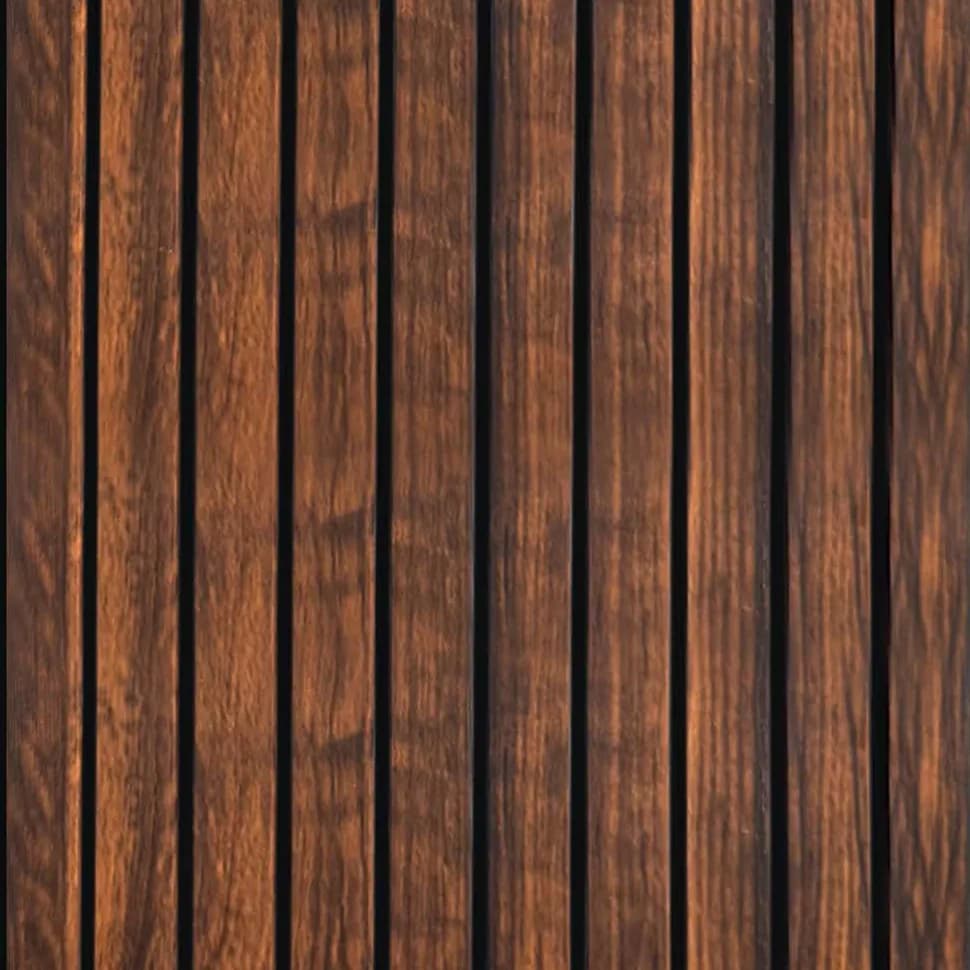 LS-1092 - Flame Rosewood – Flame Rosewood PVC wall panel by Louver Studio, 9.5 ft x 1 ft, Matt finish – Louver Studio Bangalore