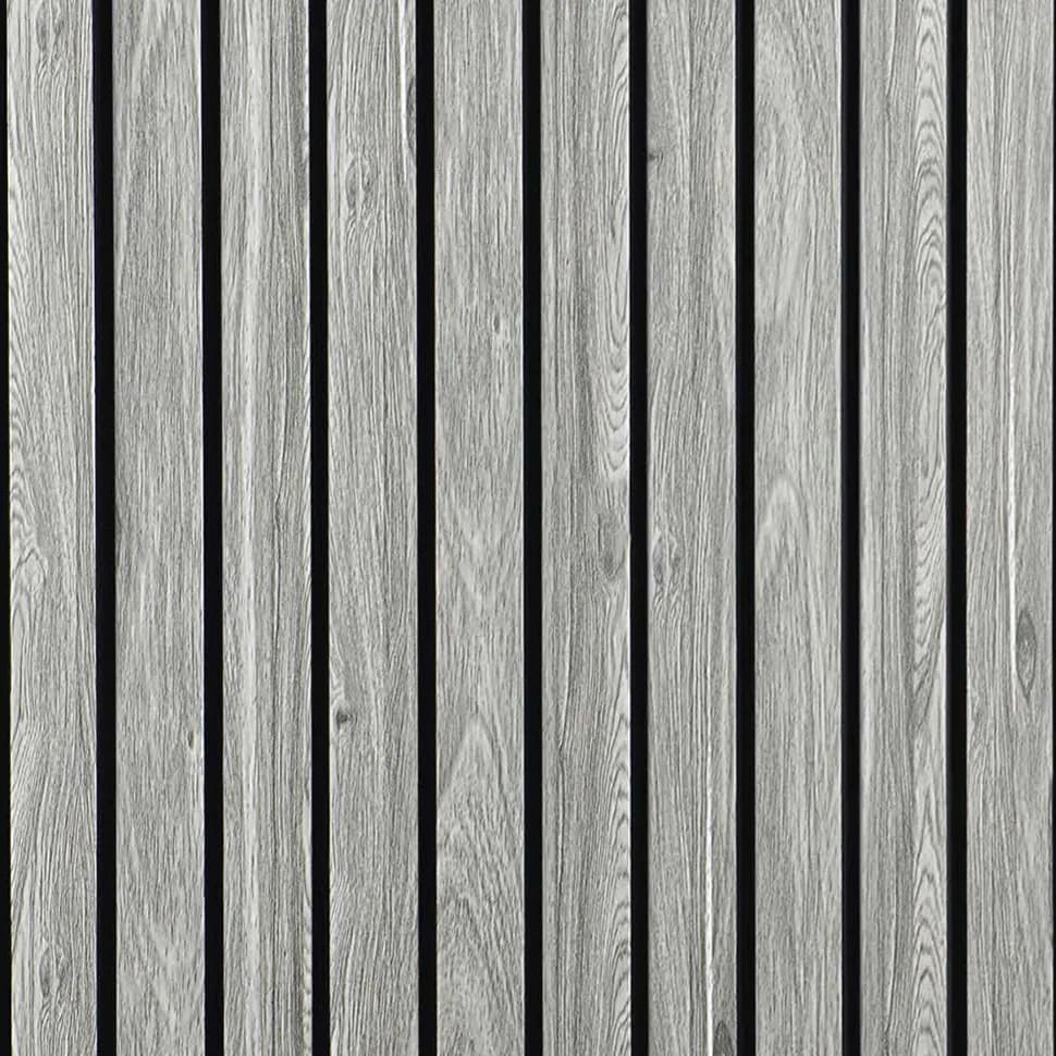 LS-106 - Ash Grey Wood – Ash Grey Wood PVC wall panel by Louver Studio, 9.5 ft x 1 ft, Matt finish – Louver Studio Bangalore