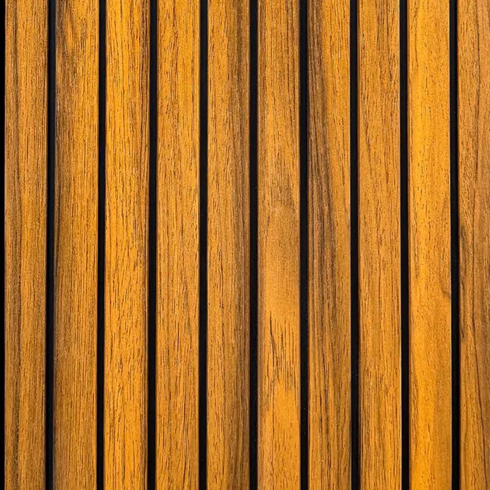 LS-100 - Amber Teak – Amber Teak PVC wall panel by Louver Studio, 9.5 ft x 1 ft, Matt finish – Louver Studio Bangalore