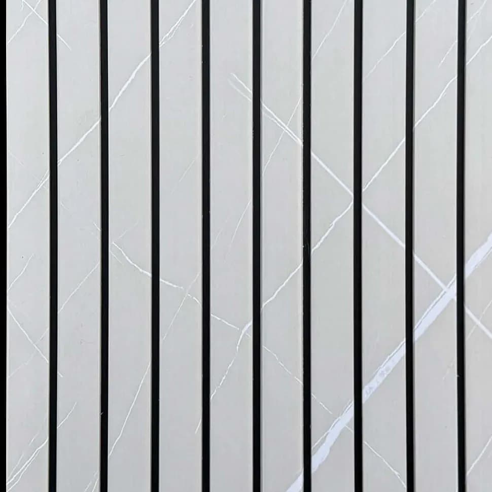 LS-96 - Pearl Grey Marble – Pearl Grey Marble PVC wall panel by Louver Studio, 9.5 ft x 1 ft, Matt finish – Louver Studio Bangalore